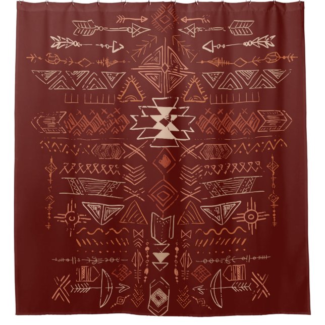 Rideaux De Douche Navajo Aztec : Ethnic Doodle Motif. (Devant)