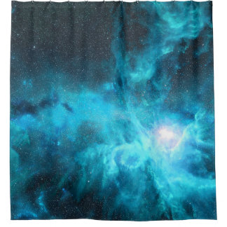 Rideaux De Douche nébuleuse orientale, lumière bleue, astronomie.