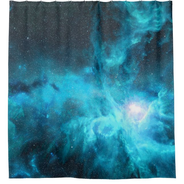 Rideaux De Douche nébuleuse orientale, lumière bleue, astronomie. (Devant)