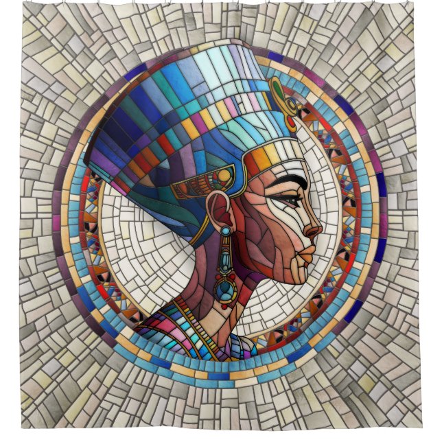 Rideaux De Douche Néfertiti égyptien - Art Mosaïque (Devant)