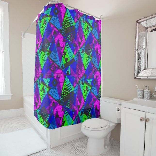 Rideaux De Douche Neon abstrait. (En situation)