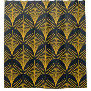 Rideaux De Douche néon orange vintage art déco poisson paon