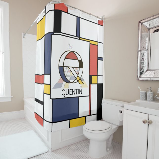 Rideaux De Douche Neoplasticisme Extraordinaire Art Monogramme. Lett (En situation)