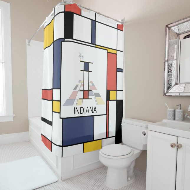 Rideaux De Douche Neoplasticisme Extraordinaire Art Monogramme. Lett (En situation)