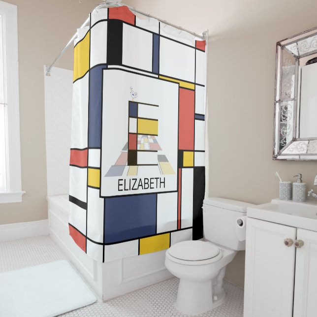 Rideaux De Douche Neoplasticisme Extraordinaire Art Monogramme. Lett (En situation)
