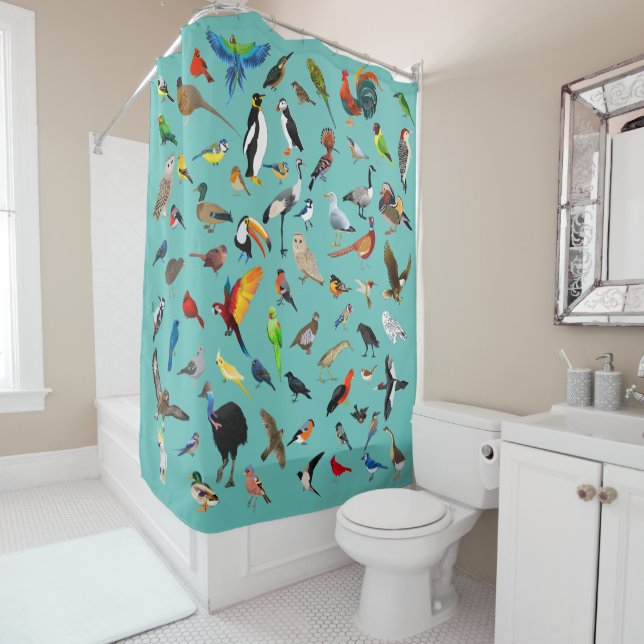Rideaux De Douche Nerd d'oiseaux (En situation)