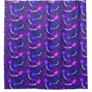 Rideaux De Douche Neurones Connectés Néon Violet