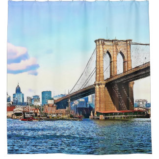 Rideaux De Douche New York Abutment of Brooklyn Bridge