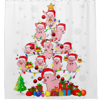 Rideaux De Douche noël arbre cochon noël père Noël animal agriculteu