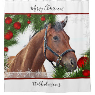 Rideaux De Douche Noël du cheval - Equestre personnalisé