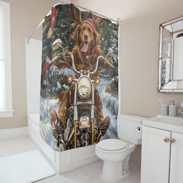 Rideaux De Douche Noël du chien de la Nouvelle-Écosse (En situation)