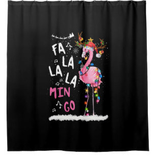 Rideaux De Douche Noël - Fa-La-La-Mingo Flamant rose avec Noël