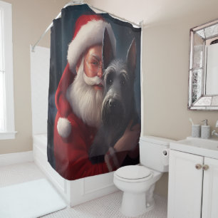 Rideaux De Douche Noël festif écossais du Terrier Santa Claus