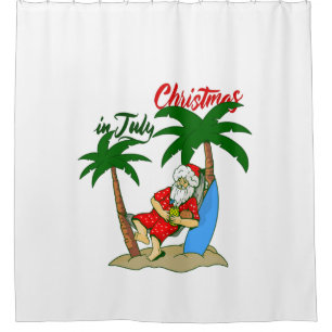 Rideaux De Douche noël juillet tropical santa claus