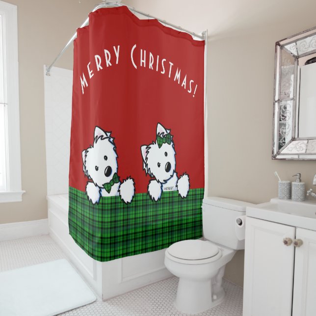 Rideaux De Douche Noël KiniArt Westie (En situation)