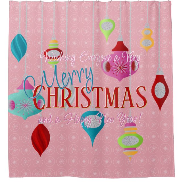 Rideaux De Douche Noël rose rétro (Devant)