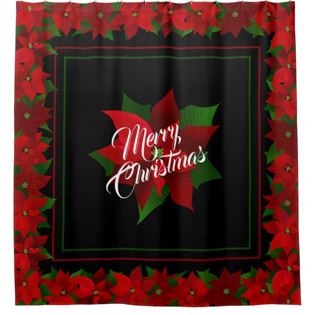 Rideaux De Douche Noël Rouge Poinsettia (Devant)