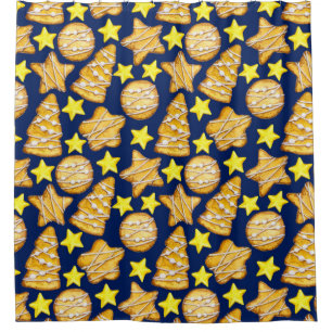 Rideaux De Douche Noël sans couture motif de sucreries et st jaune