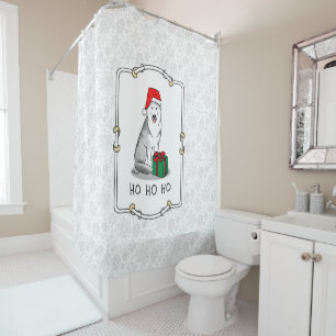 Rideaux De Douche Noël Santa Hat Sibérien Husky (argent) mignonne