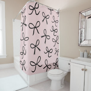 Rideaux De Douche Nœuds Noirs Mignons et Tendance Rose