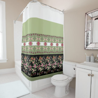 Rideaux De Douche Noir avec vert