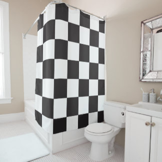 Rideaux De Douche Noir blanc À damiers Motif moderne