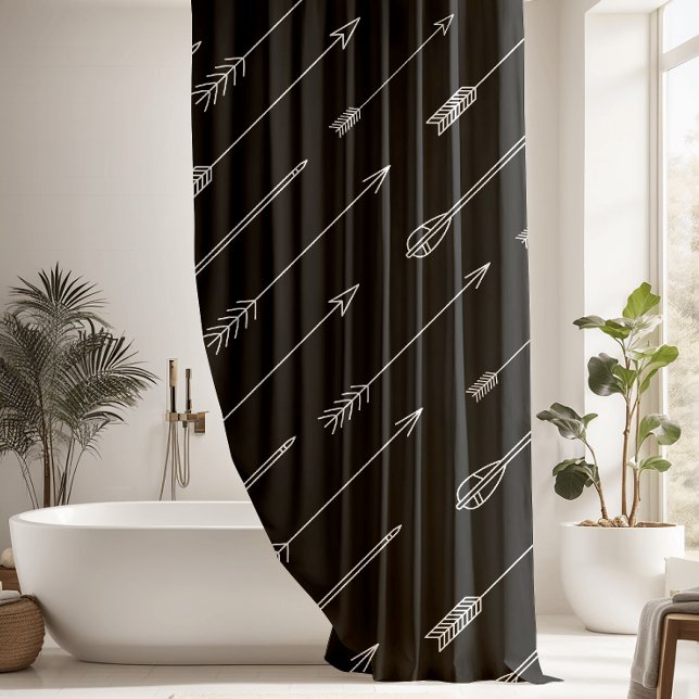 Rideaux De Douche Noir Blanc Aztec Tribal Arror Motif (Créateur téléchargé)