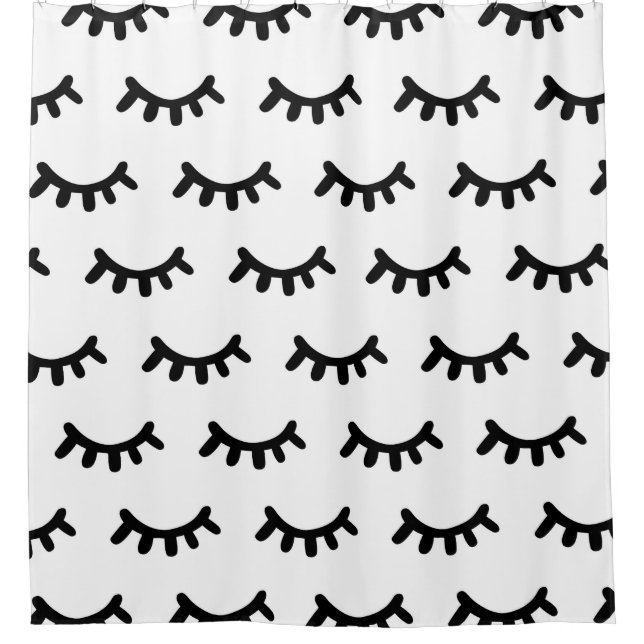 Rideaux De Douche Noir et blanc moderne abstrait mignon yeux motif (Devant)