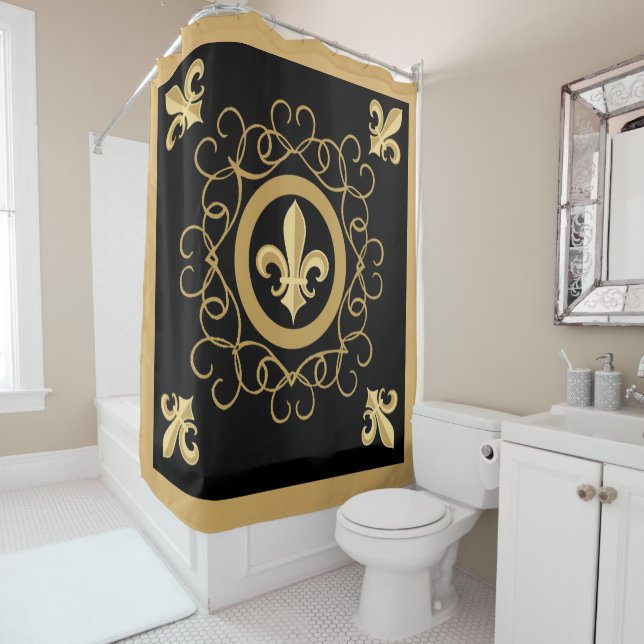 Rideaux De Douche Noir français (En situation)