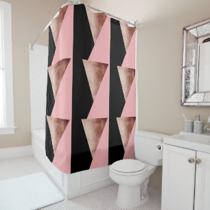 Rideaux De Douche noir rose géométrique moderne élégant de rose