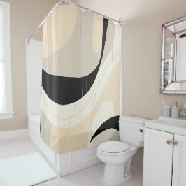 Rideaux De Douche Noir simple et beige japonais