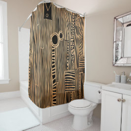 Rideaux De Douche Noir simple et beige japonais