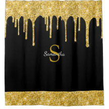 Nom de monogramme noir avec goutte de paillettes d