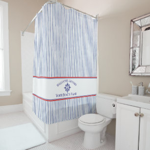 Rideaux De Douche Nom du bateau Boussole Rose Ancre Naution