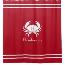 Nom du monogramme de crabe blanc rouge marine