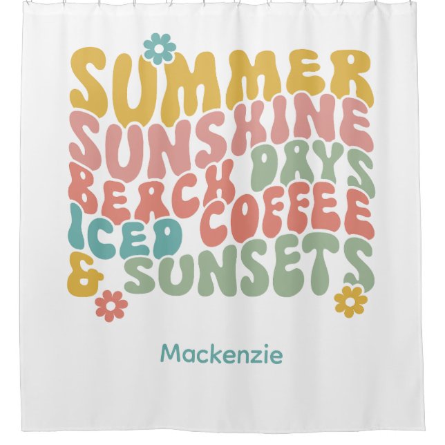 Rideaux De Douche Nom du monogramme rose d'été Super (Devant)