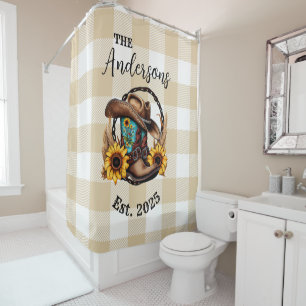 Rideaux De Douche Nom et date de mariage personnalisés