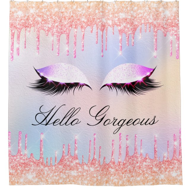 Rideaux De Douche Nom Eyelashes Maquillage Rose Bride Girly Drivers (Devant)