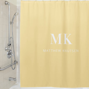 Rideaux De Douche Nom initial du monogramme blanc jaune