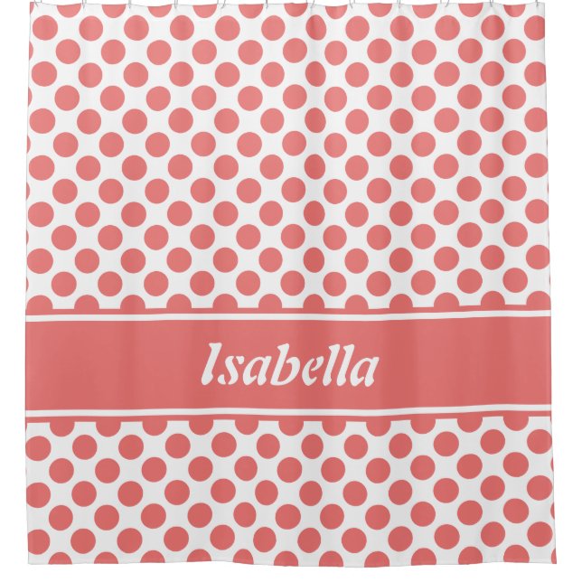 Rideaux De Douche Nom mignon Pink & White Polka Motif point (Devant)
