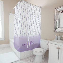 Rideaux De Douche Nom Monogram Farmhouse Lavender Flower Motif