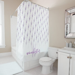 Rideaux De Douche Nom Monogram Farmhouse Lavender Flower Motif