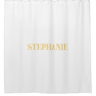 Rideaux De Douche Nom Monogram Gold White Elegant Classy Custom