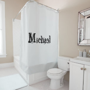 Rideaux De Douche Nom monogramme moderne minimaliste noir gris