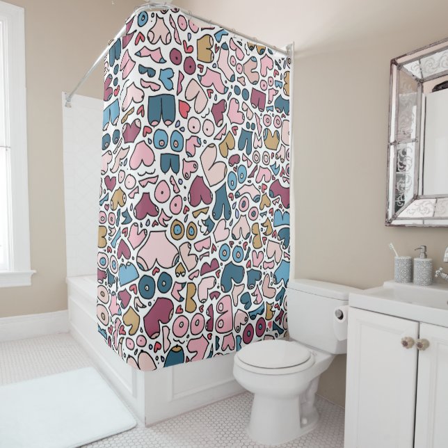 Rideaux De Douche Nom motif mammaire neutre (En situation)