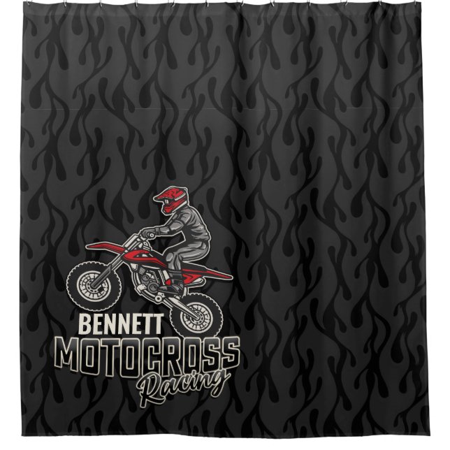 Rideaux De Douche Nom personnalisé Dirt Vélo Rider Motocross Racing (Devant)