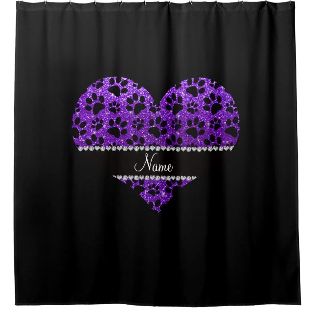 Rideaux De Douche Nom personnalisé indigo violet parties scintillant (Devant)