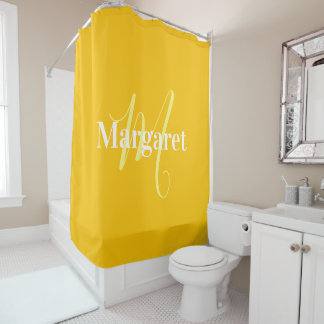 Rideaux De Douche Nom personnalisé jaune personnalisé