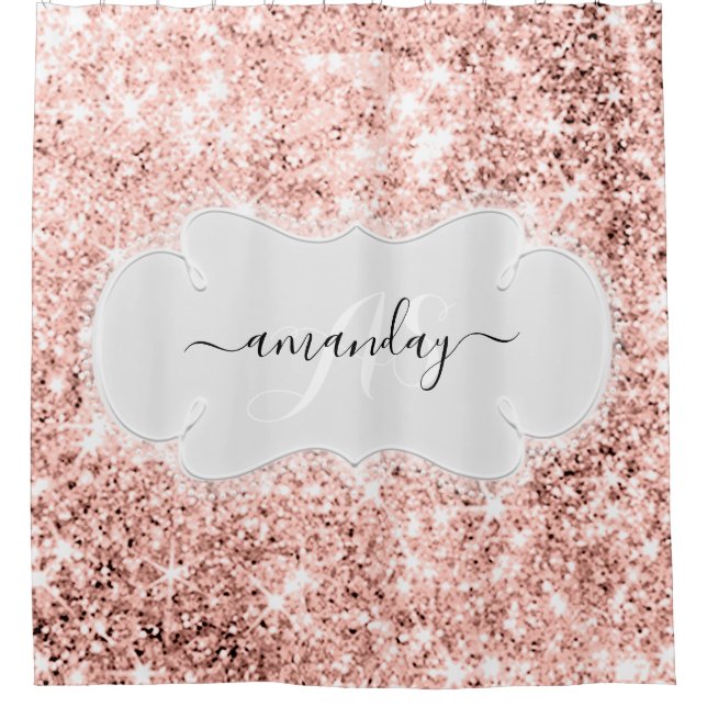 Rideaux De Douche Nom personnalisé Monogram Rose Gold Parties scinti (Devant)