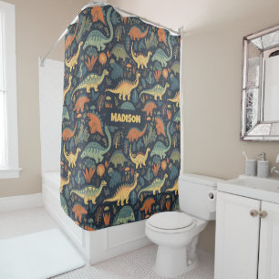 Rideaux De Douche Nom personnalisé Motif Dinosaur